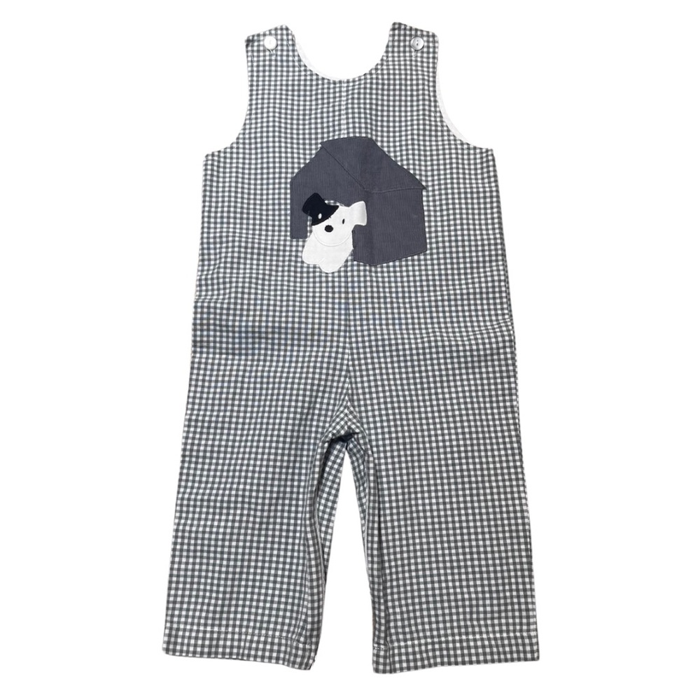 Funtasia! Too Dallas Playful Puppy Grey Gingham Jon Jon Size 2t
